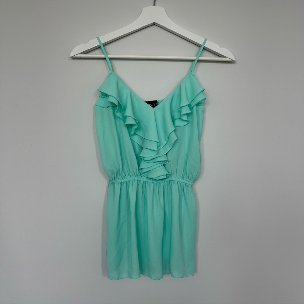 Wet Seal Spaghetti Strap Sleeveless Tank Top Blouse in Mint Size XS